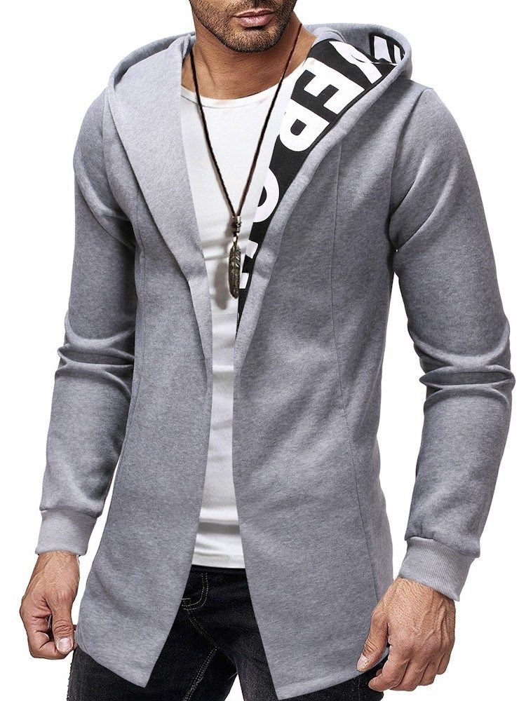 Cardigan Patchwork Thick Casual Slim Slim Hoodies För Män