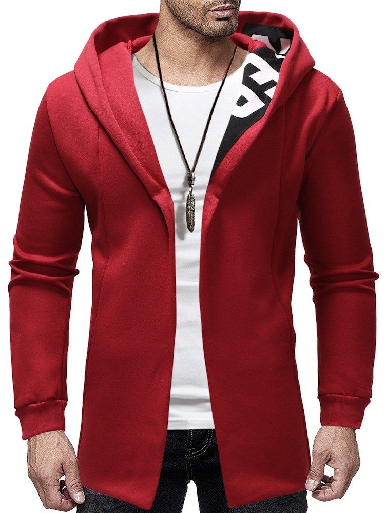 Cardigan Patchwork Thick Casual Slim Slim Hoodies För Män