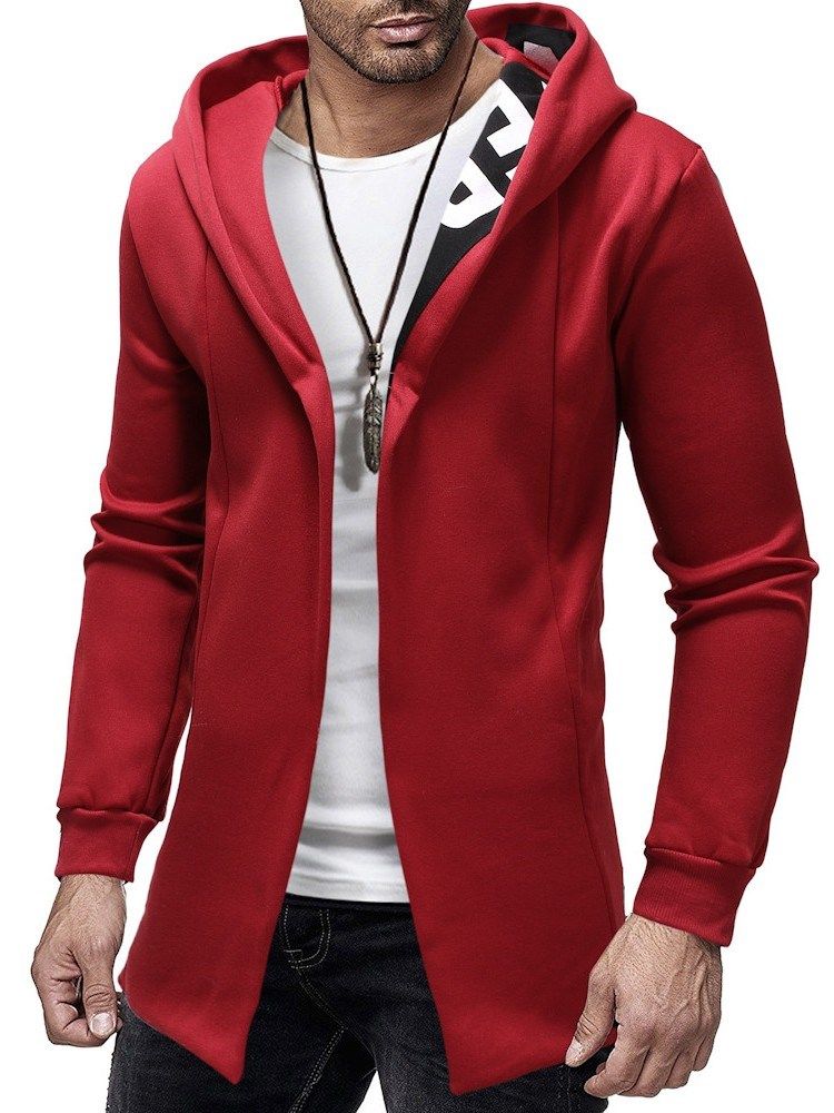 Cardigan Patchwork Thick Casual Slim Slim Hoodies För Män