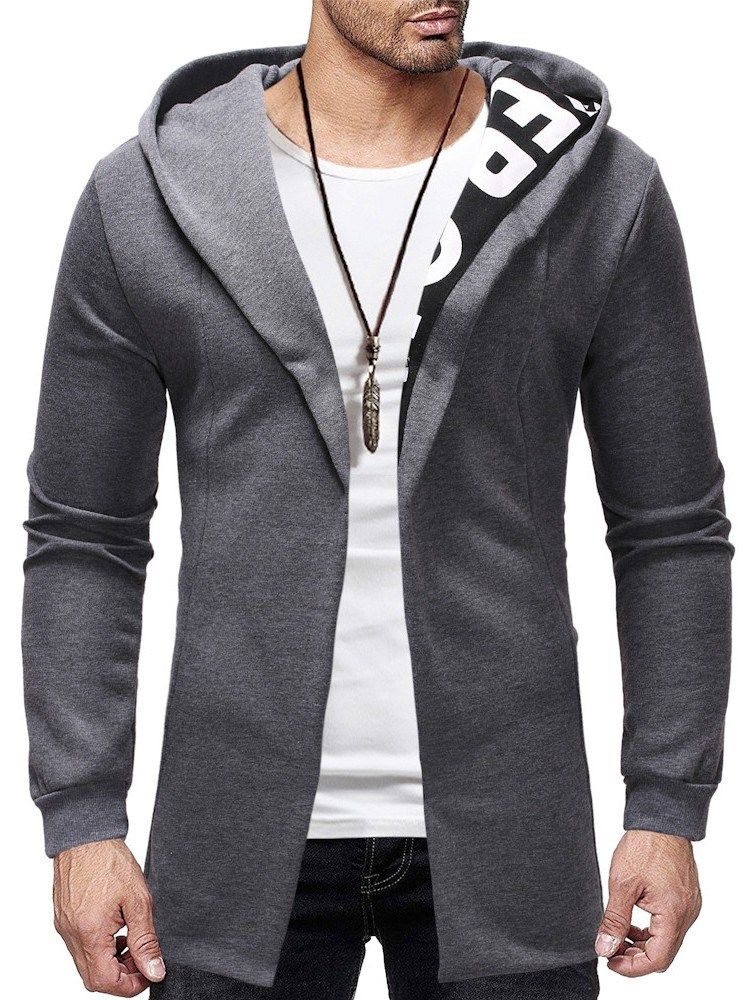 Cardigan Patchwork Thick Casual Slim Slim Hoodies För Män