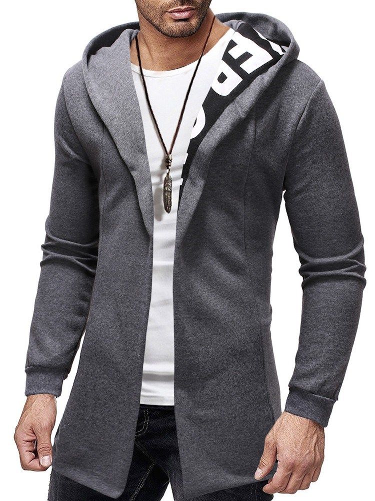 Cardigan Patchwork Thick Casual Slim Slim Hoodies För Män