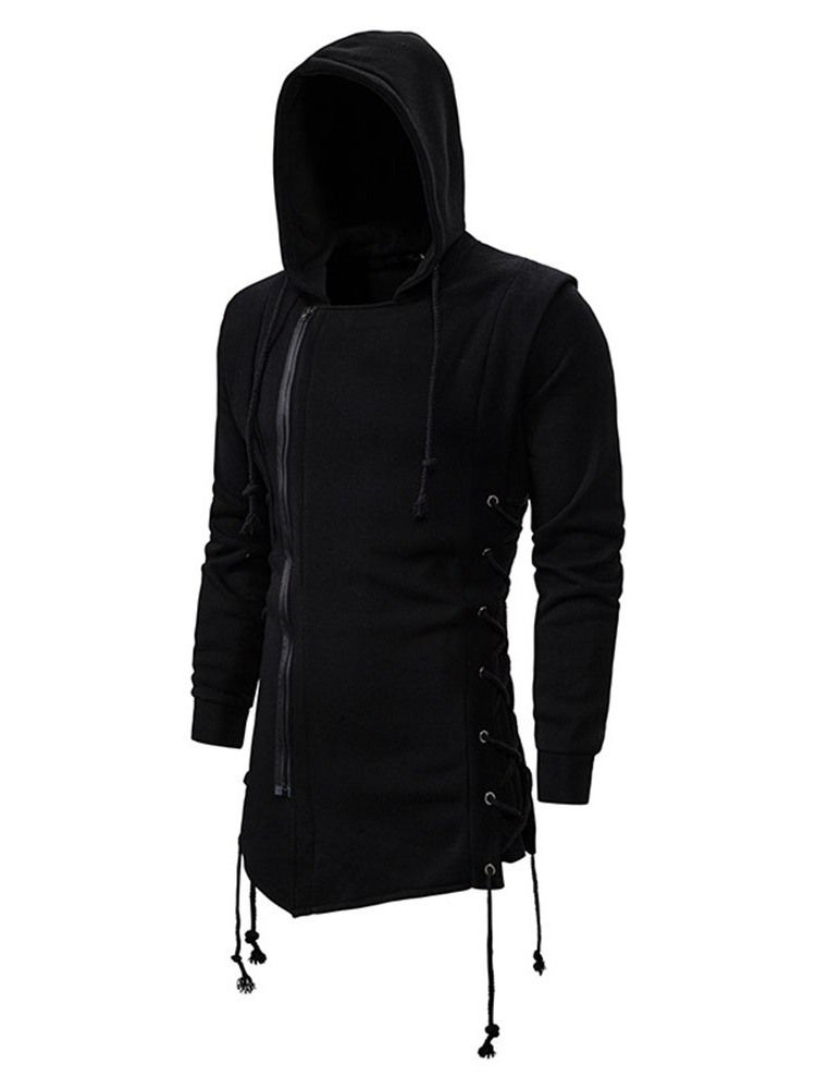 Cardigan Plain Zipper Slim Hoodies För Män