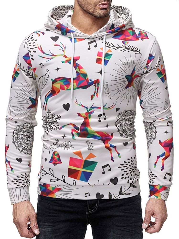 Color Block Printed Pullover Casual Herrtröjor