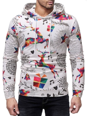 Color Block Printed Pullover Casual Herrtröjor