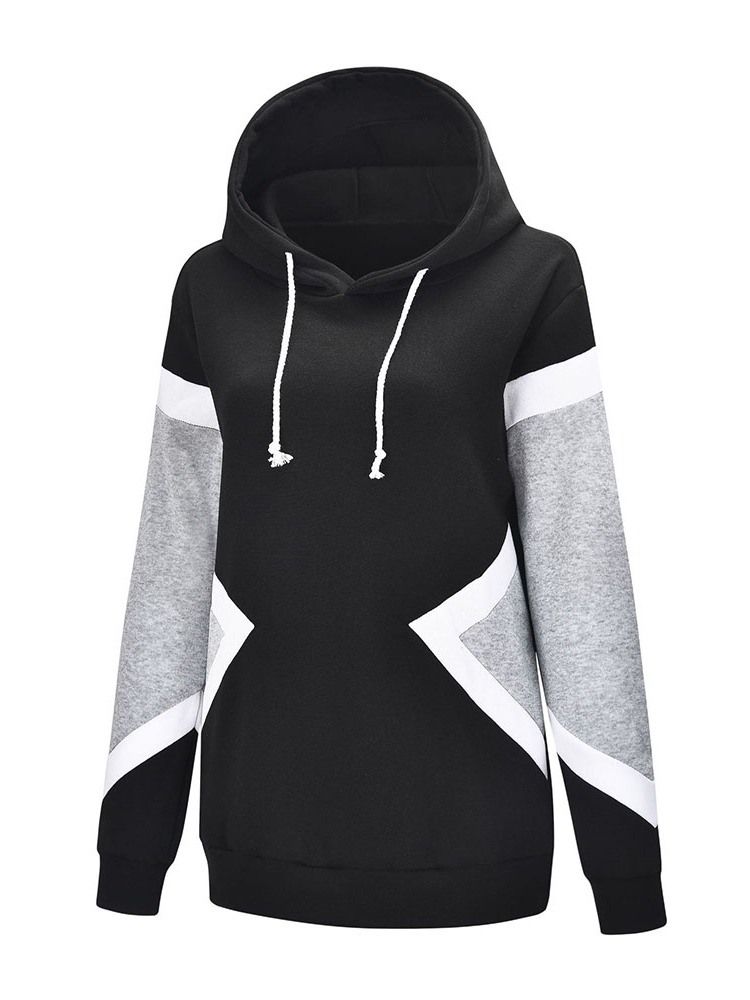 Color Block Regular Mid-length Hoodie För Kvinnor