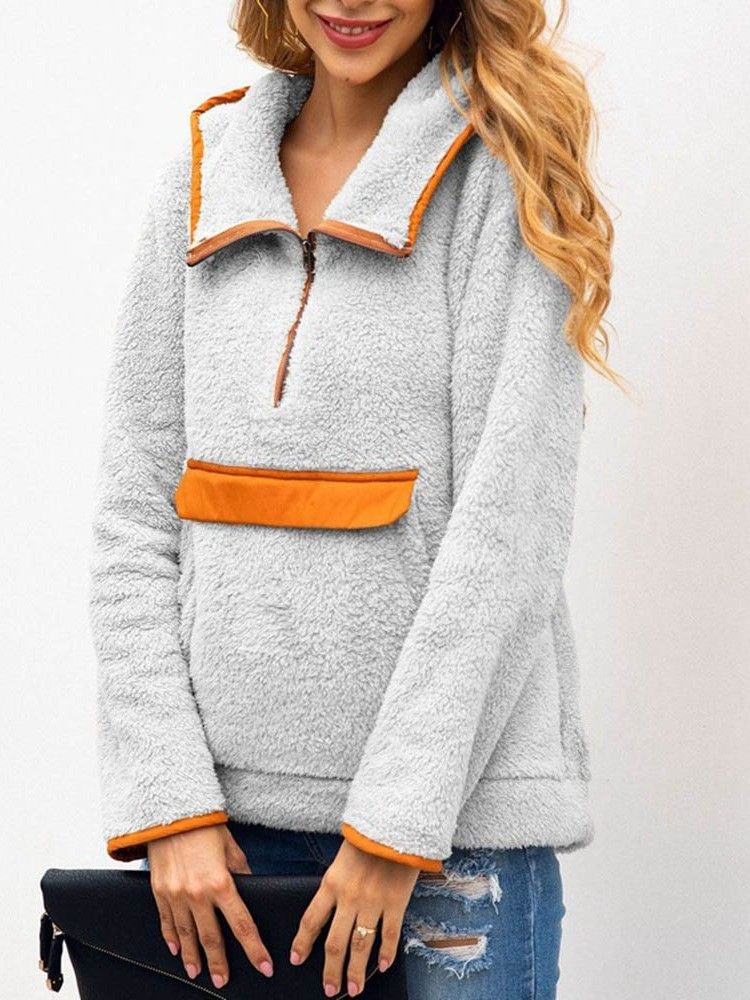 Color Block Regular Winter Hoodie Med Lång Ärm För Kvinnor