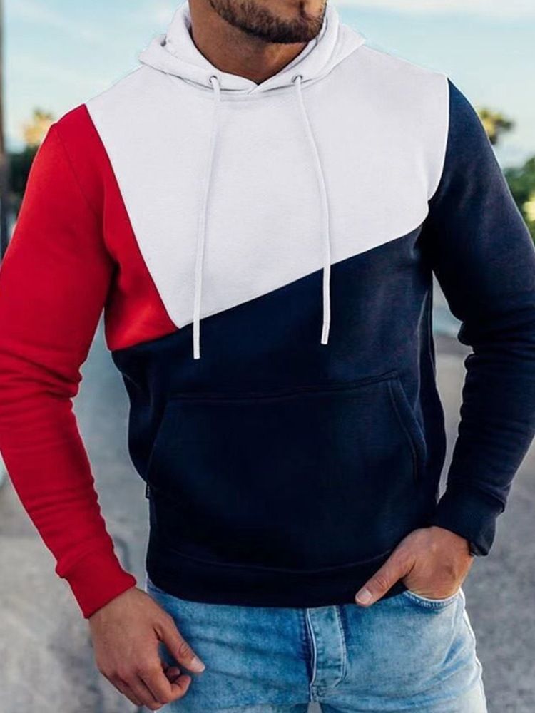 Color Block Thick Fall Pullover Herrtröjor