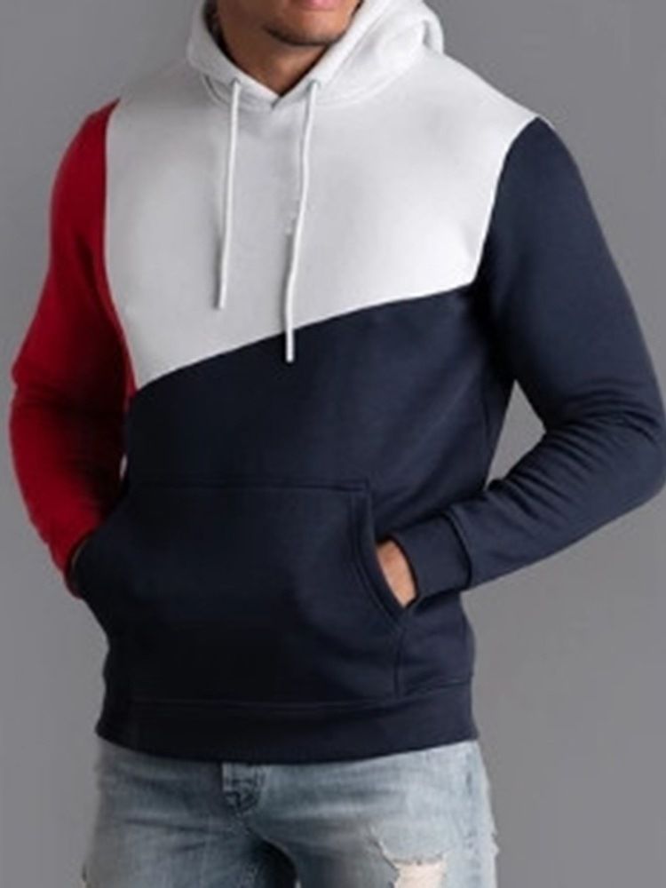 Color Block Thick Fall Pullover Herrtröjor