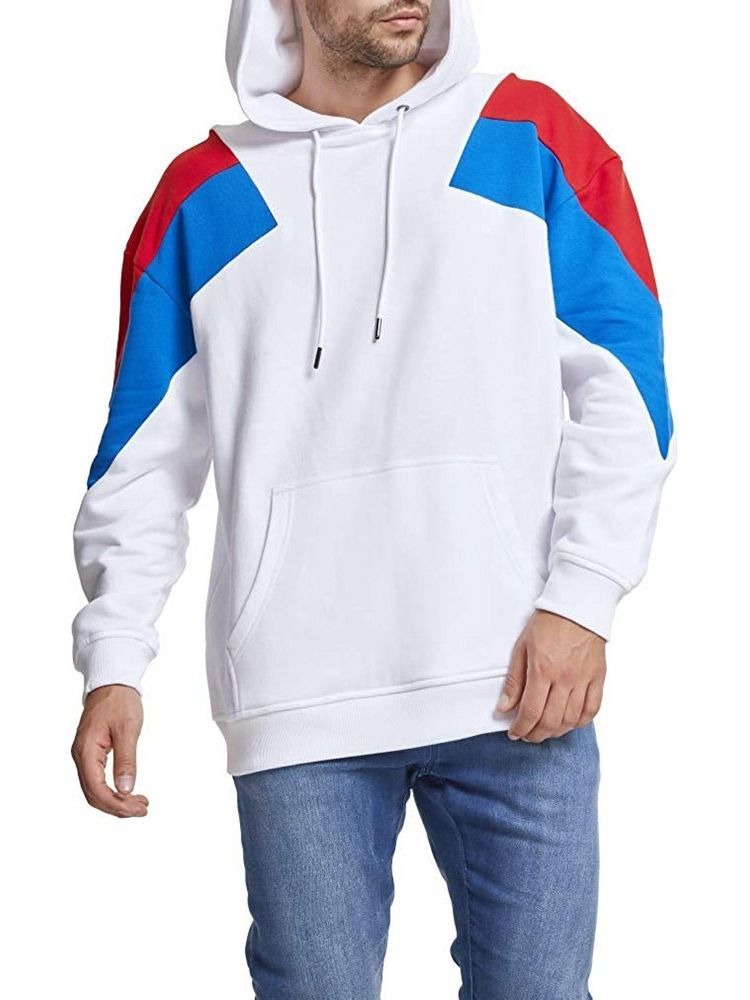 Colour Block Fleece Pullover Casual Herrtröjor