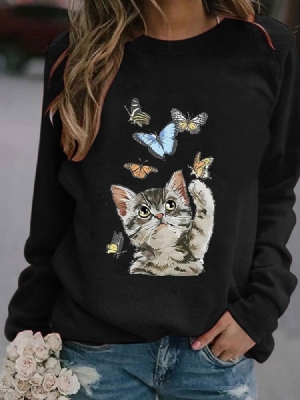 Dam Raglanärm Animal Patchwork Round Neck Fall Hoodie