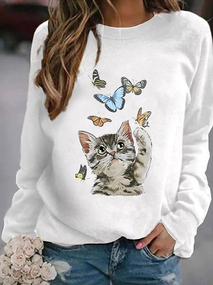 Dam Raglanärm Animal Patchwork Round Neck Fall Hoodie