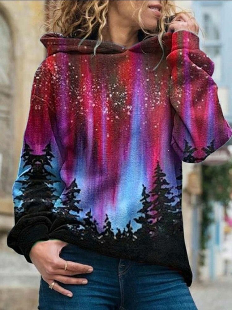 Galaxy Print Regular Fleece Standard Hoodie För Kvinnor