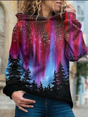 Galaxy Print Regular Fleece Standard Hoodie För Kvinnor