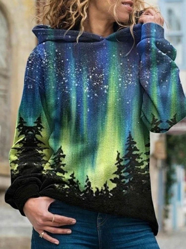 Galaxy Print Regular Fleece Standard Hoodie För Kvinnor