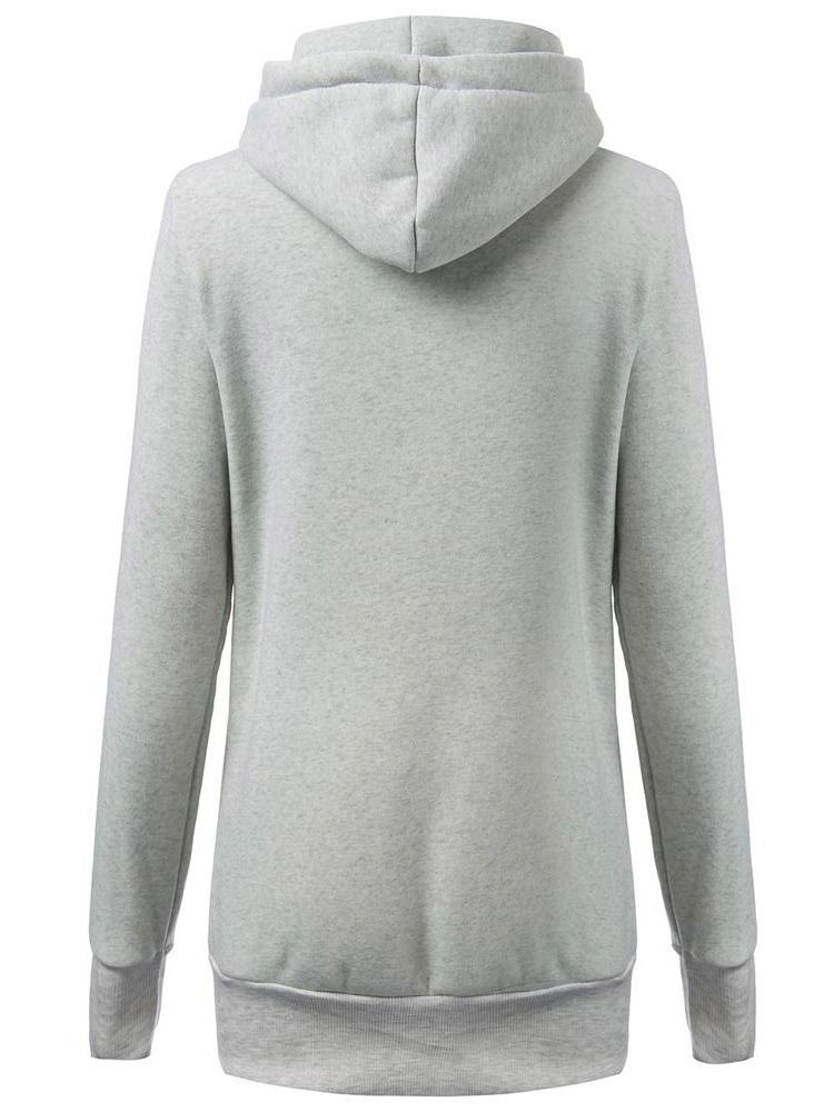 Patchwork Plainwork Mid-length Cool Hoodie För Kvinnor