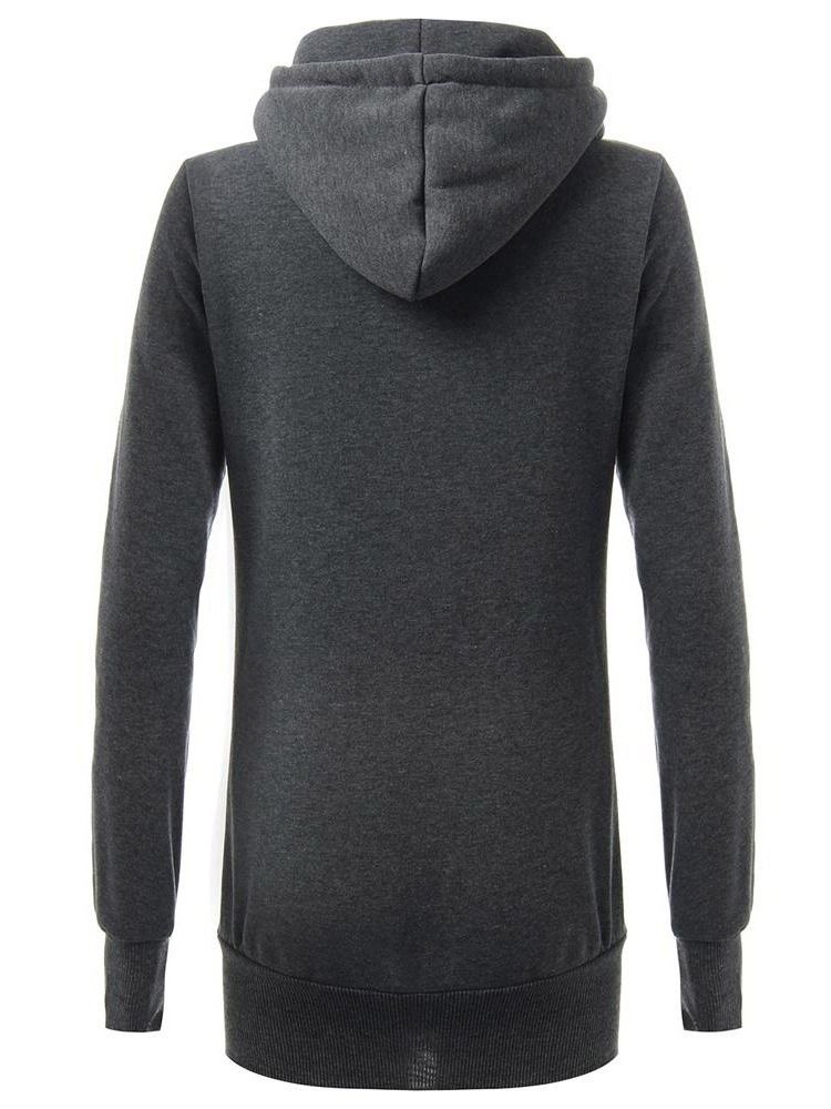 Patchwork Plainwork Mid-length Cool Hoodie För Kvinnor