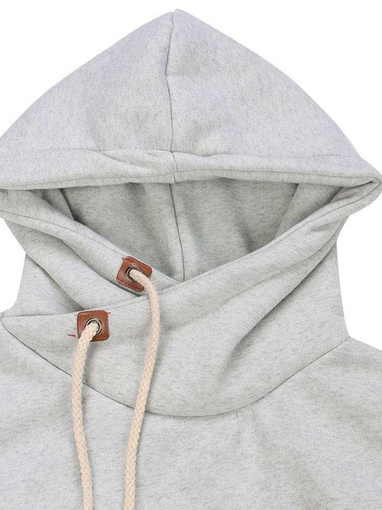 Patchwork Plainwork Mid-length Cool Hoodie För Kvinnor