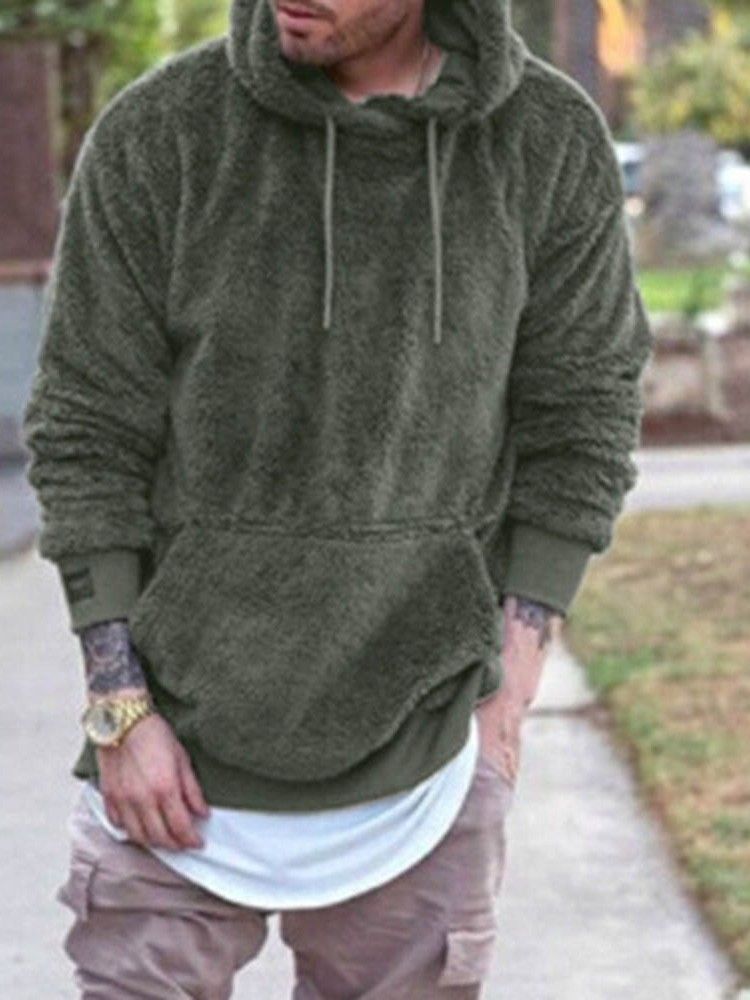 Plain Thick Pocket Style Hoodies För Män