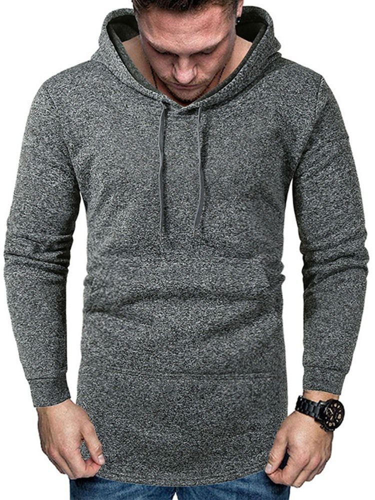 Pocket Pullover Plain Hoodies För Män