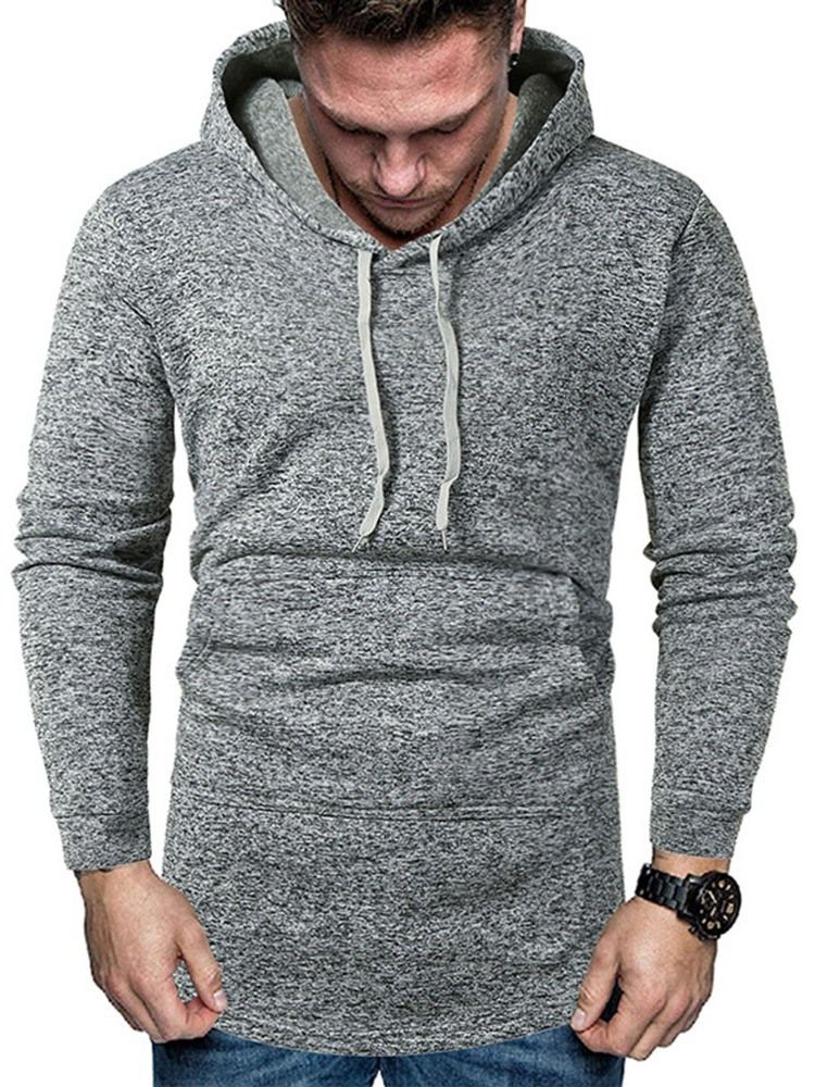 Pocket Pullover Plain Hoodies För Män