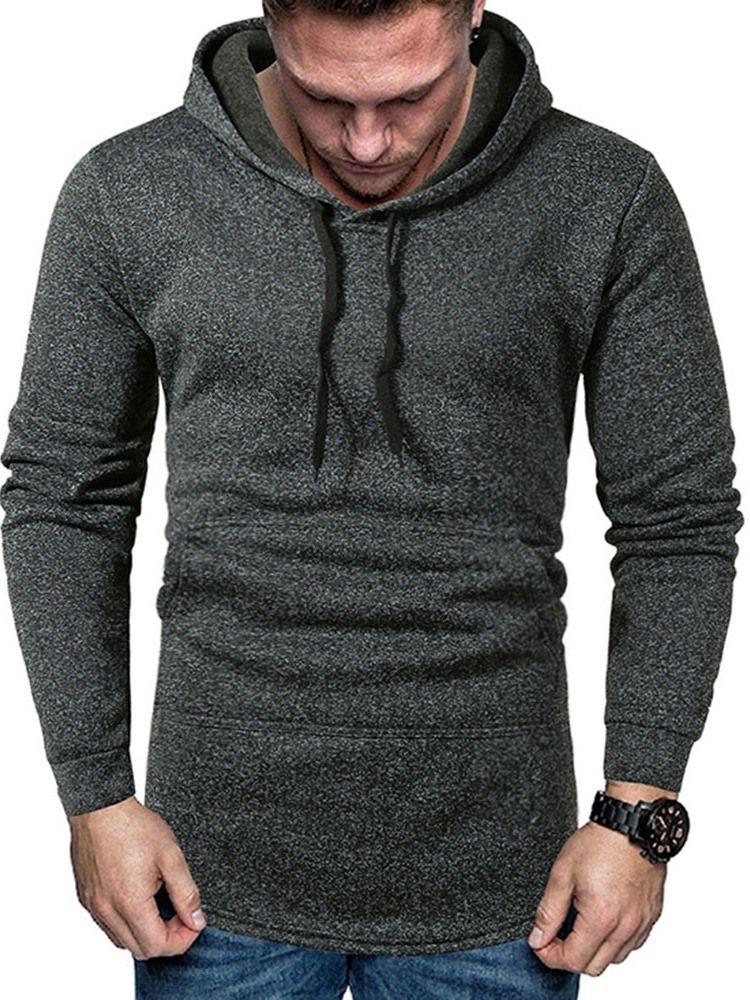 Pocket Pullover Plain Hoodies För Män