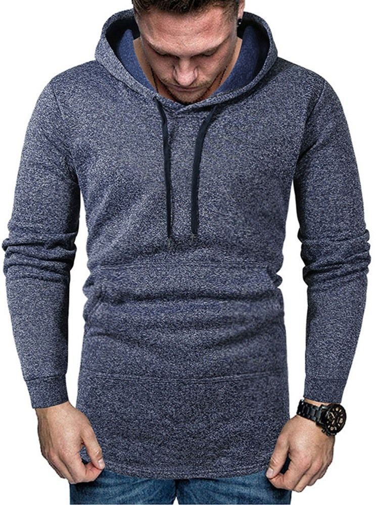 Pocket Pullover Plain Hoodies För Män