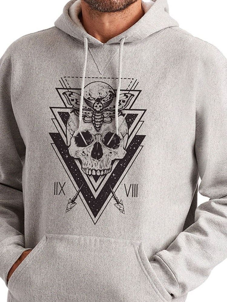 Pocket Pullover Skull Slim Slim Hoodies För Män