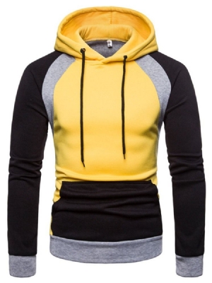 Pullover Color Block Pocket Hooded Slim Hoodies För Män