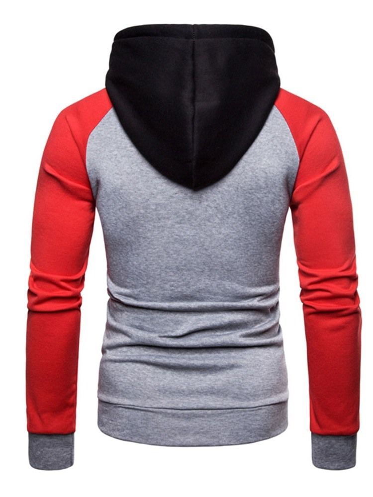 Pullover Color Block Pocket Hooded Slim Hoodies För Män