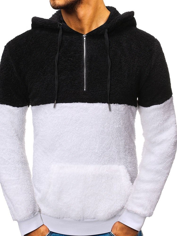 Pullover Pocket Fleece Casual Hoodies För Män