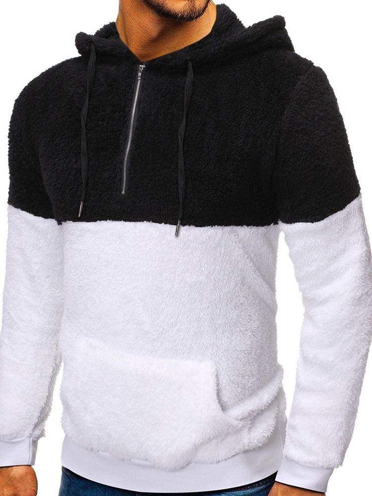 Pullover Pocket Fleece Casual Hoodies För Män