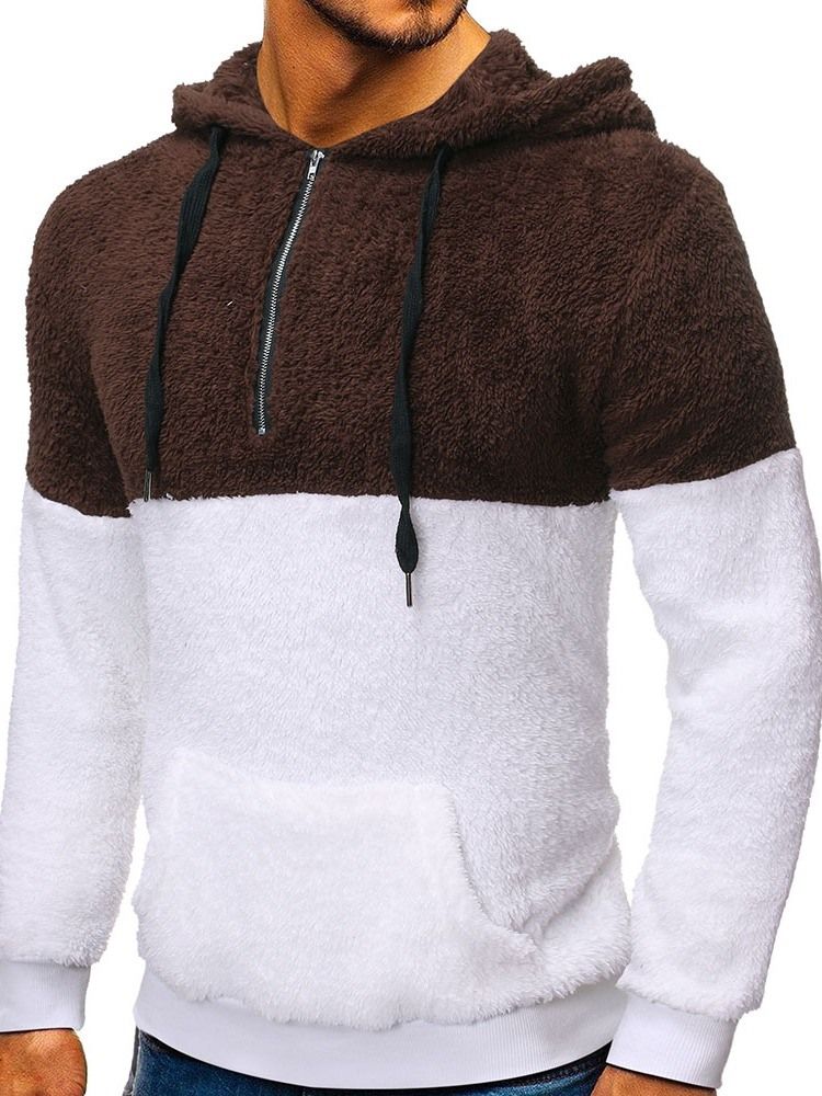 Pullover Pocket Fleece Casual Hoodies För Män