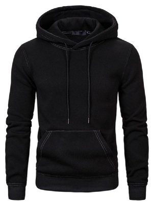 Pullover Pocket Plain Slim Slim Hoodies För Män