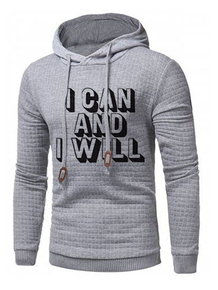 Pullover Print Letter Hooded Men's Slim Hoodies