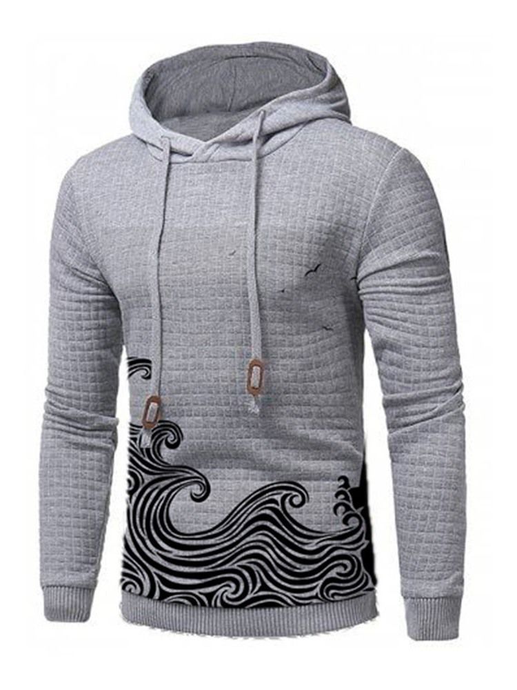 Pullover Print Slim Slim Hoodies För Män