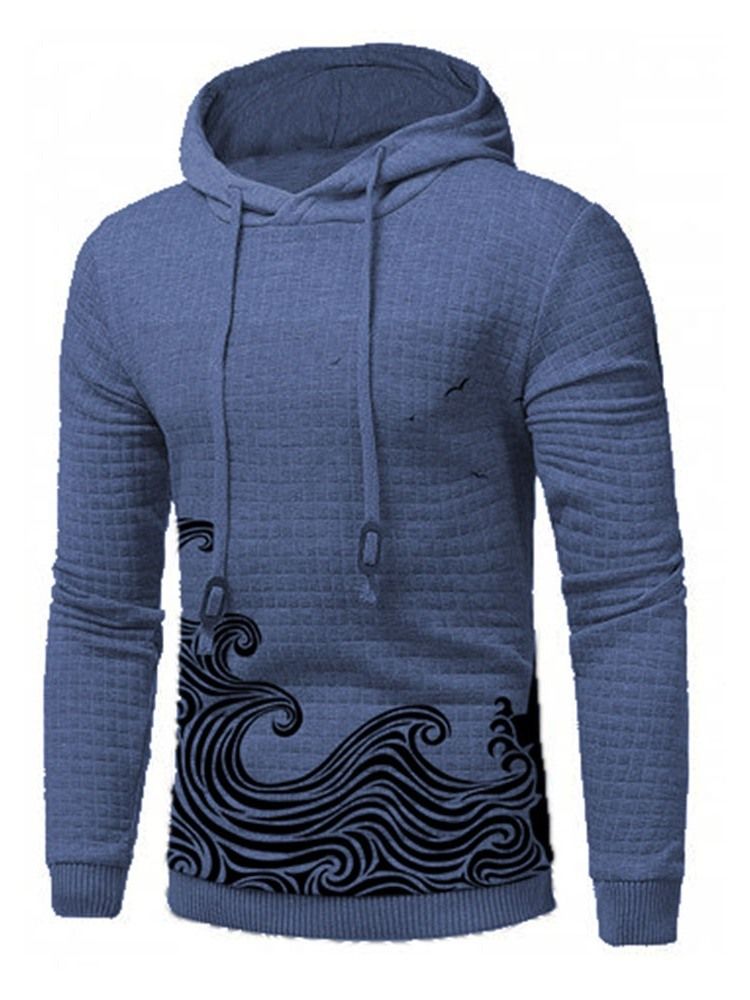 Pullover Print Slim Slim Hoodies För Män