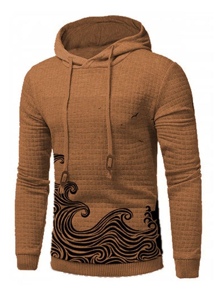 Pullover Print Slim Slim Hoodies För Män