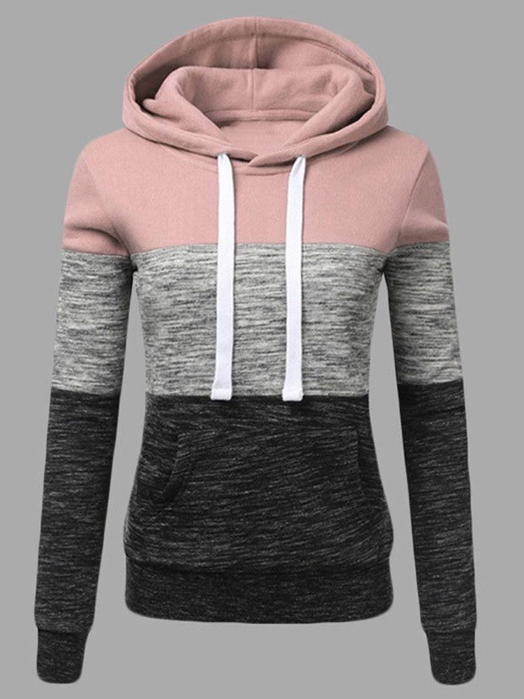 Regular Color Hooded Hoodie För Kvinnor