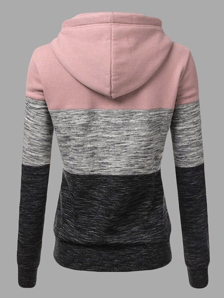 Regular Color Hooded Hoodie För Kvinnor