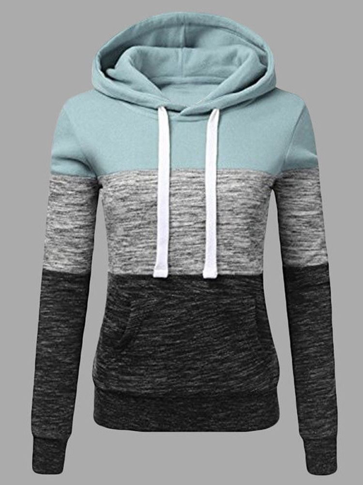 Regular Color Hooded Hoodie För Kvinnor