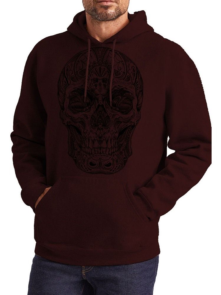 Skull Print Pullover Hoodies För Män