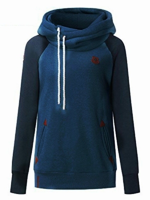 Slim Cool Pocket Color Block Cool Hoodie För Kvinnor