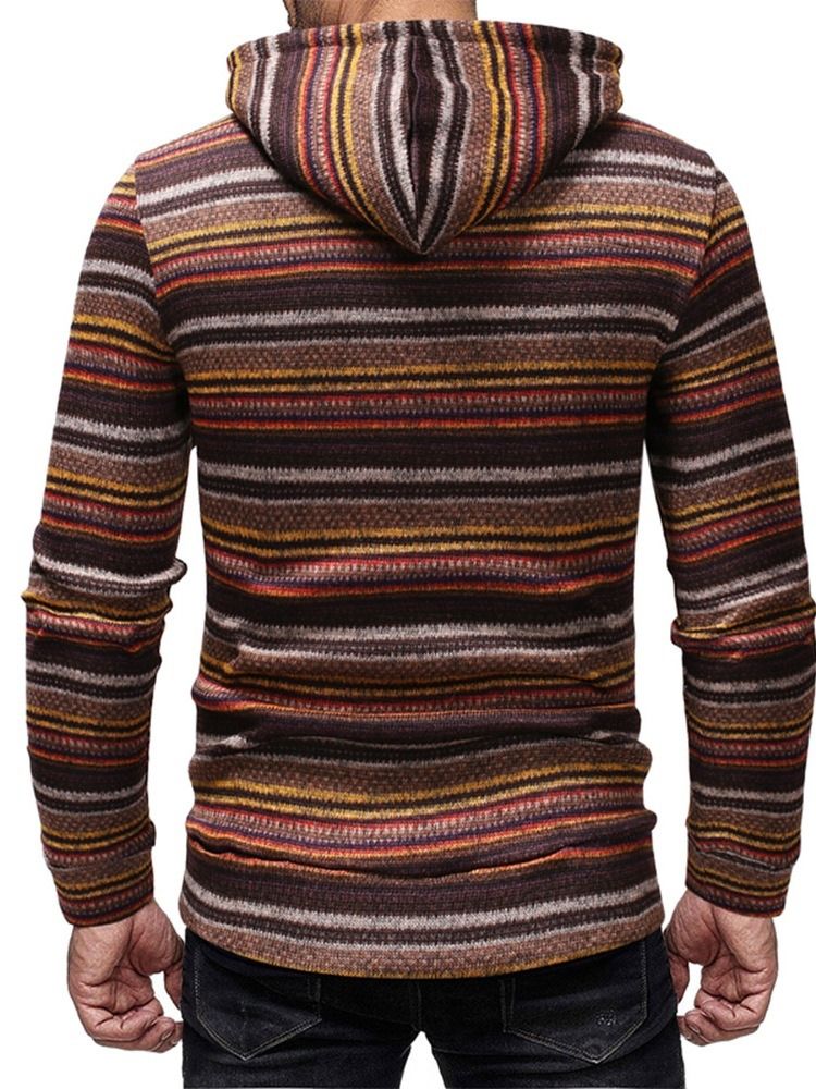 Stripe Casual Style Winter Hoodies För Män