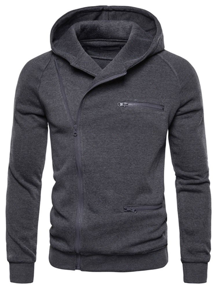 Zip Plain Cardigan Slim Hoodies För Män