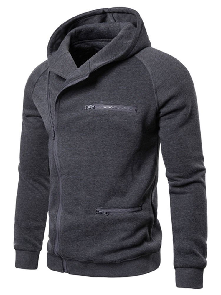 Zip Plain Cardigan Slim Hoodies För Män