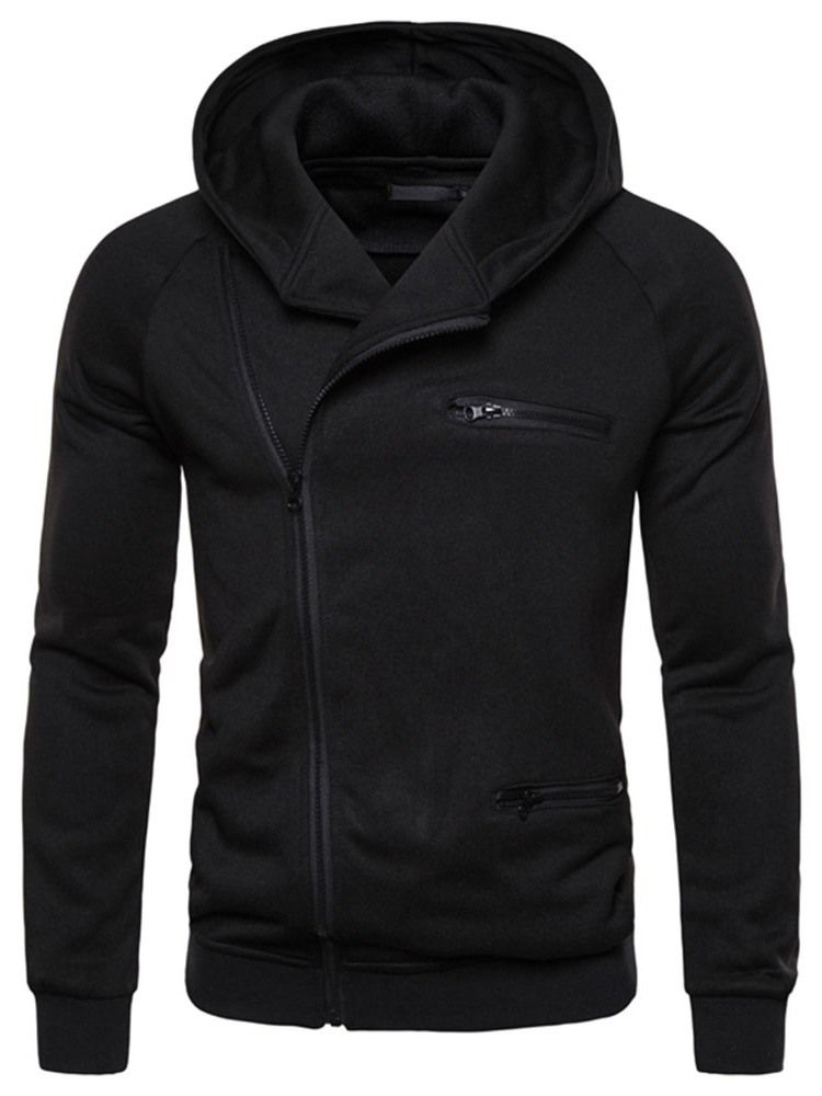 Zip Plain Cardigan Slim Hoodies För Män