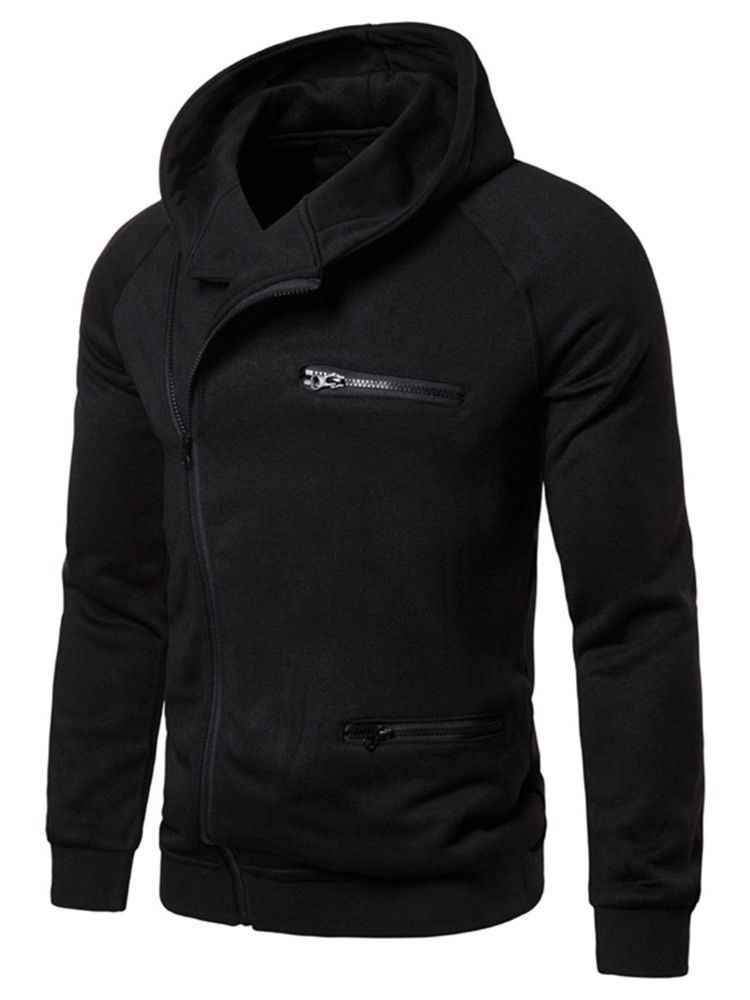 Zip Plain Cardigan Slim Hoodies För Män