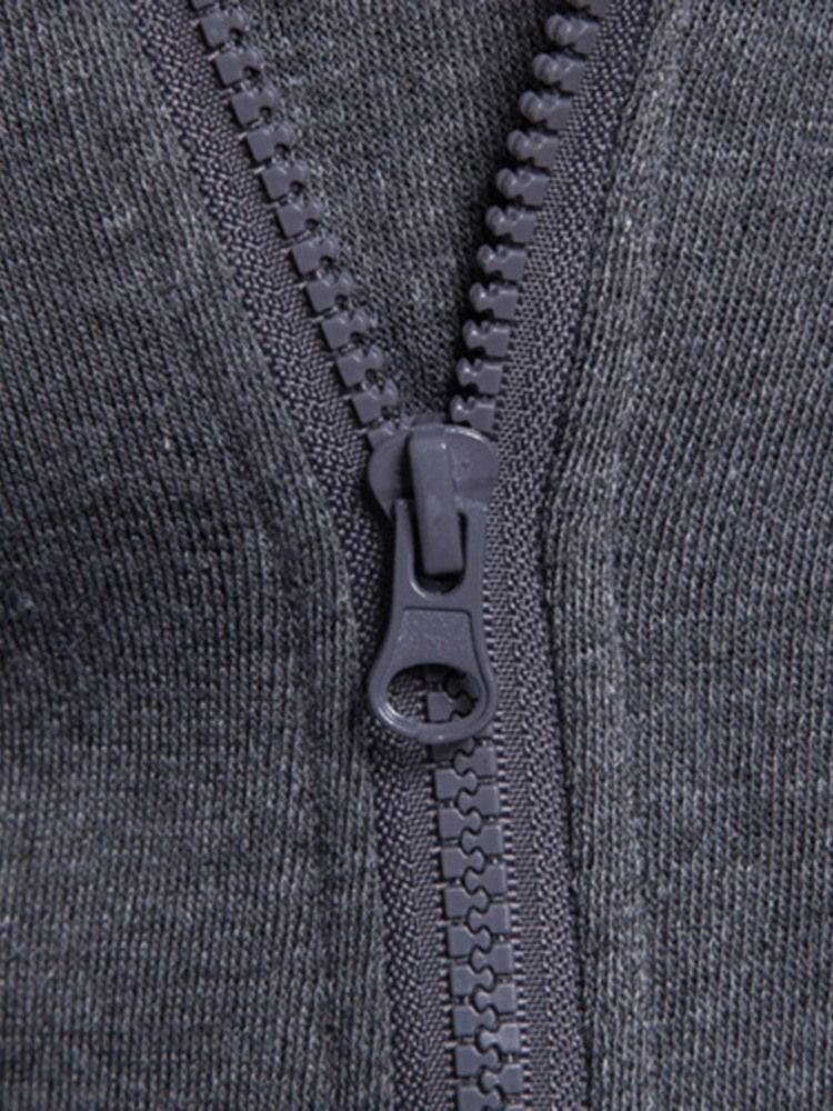 Zip Plain Cardigan Slim Hoodies För Män