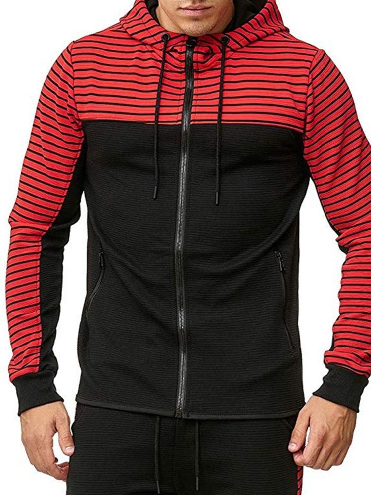 Zip Stripe Cardigan Casual Herrtröjor