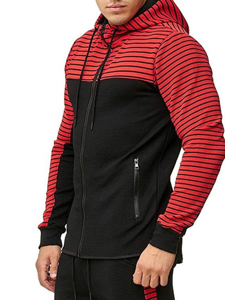 Zip Stripe Cardigan Casual Herrtröjor